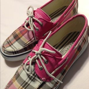 Sperry Pink Plaid Top Sider